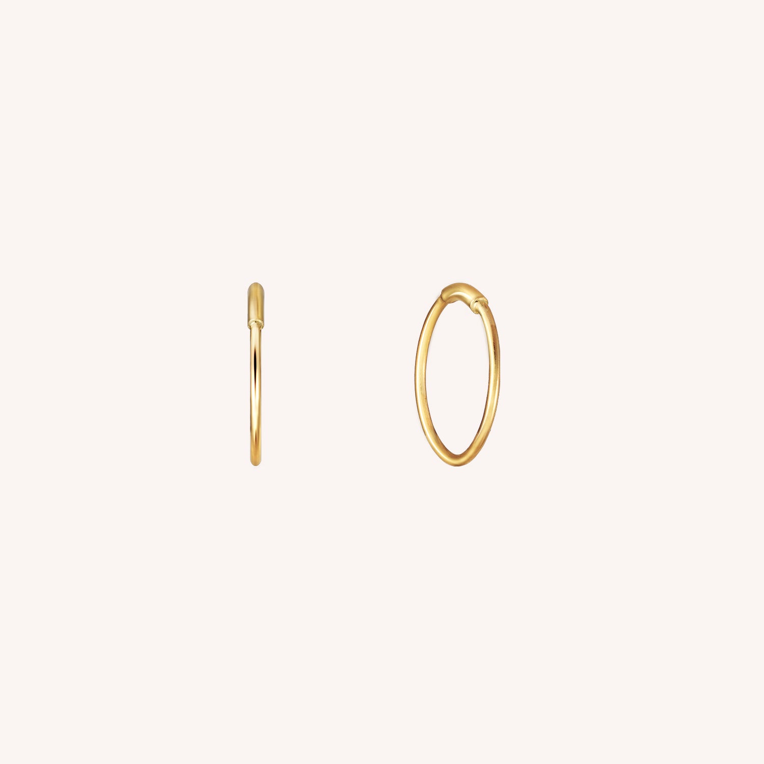 14K Solid Gold Mini Sleeper Hoop 8mm