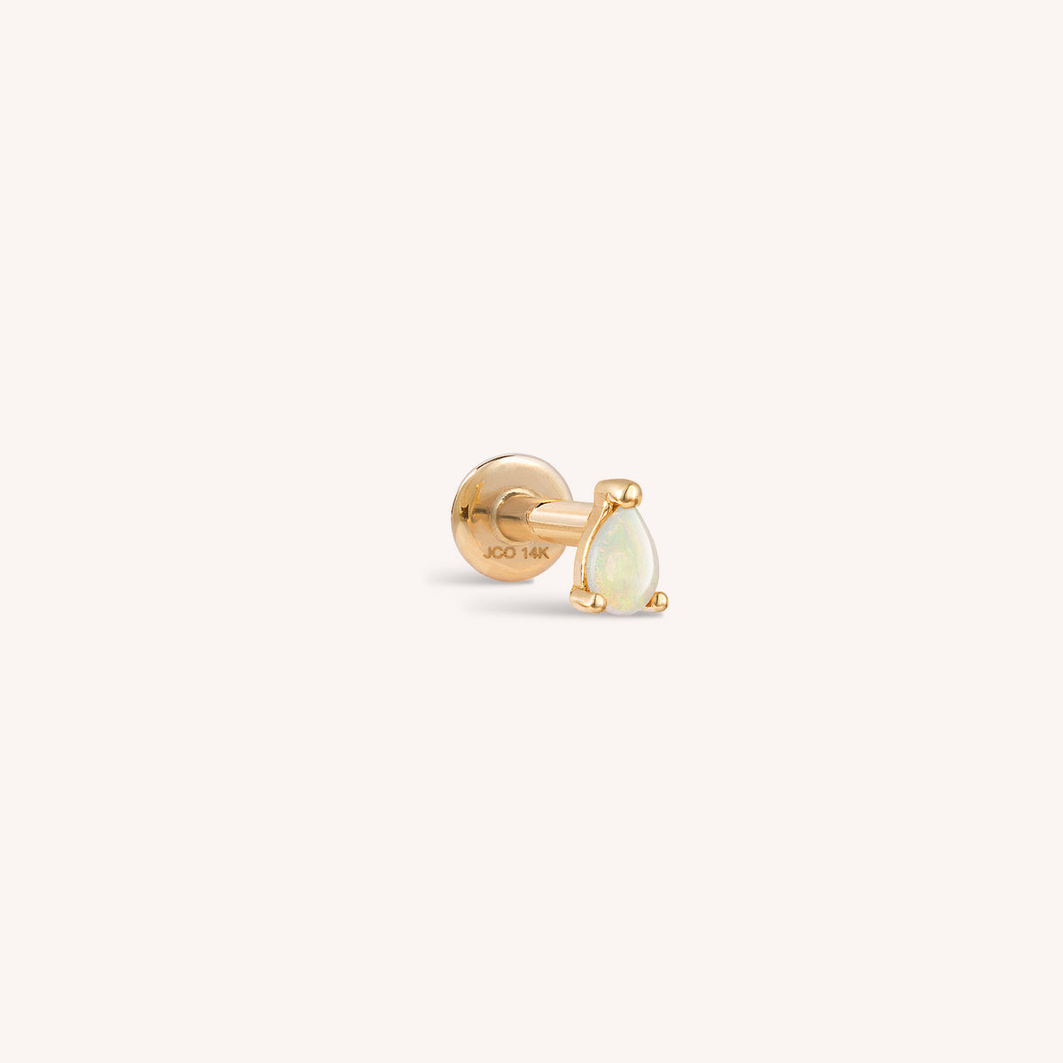 14K Solid Gold Opal Teardrop Threaded Labret Earring – J&CO Jewellery