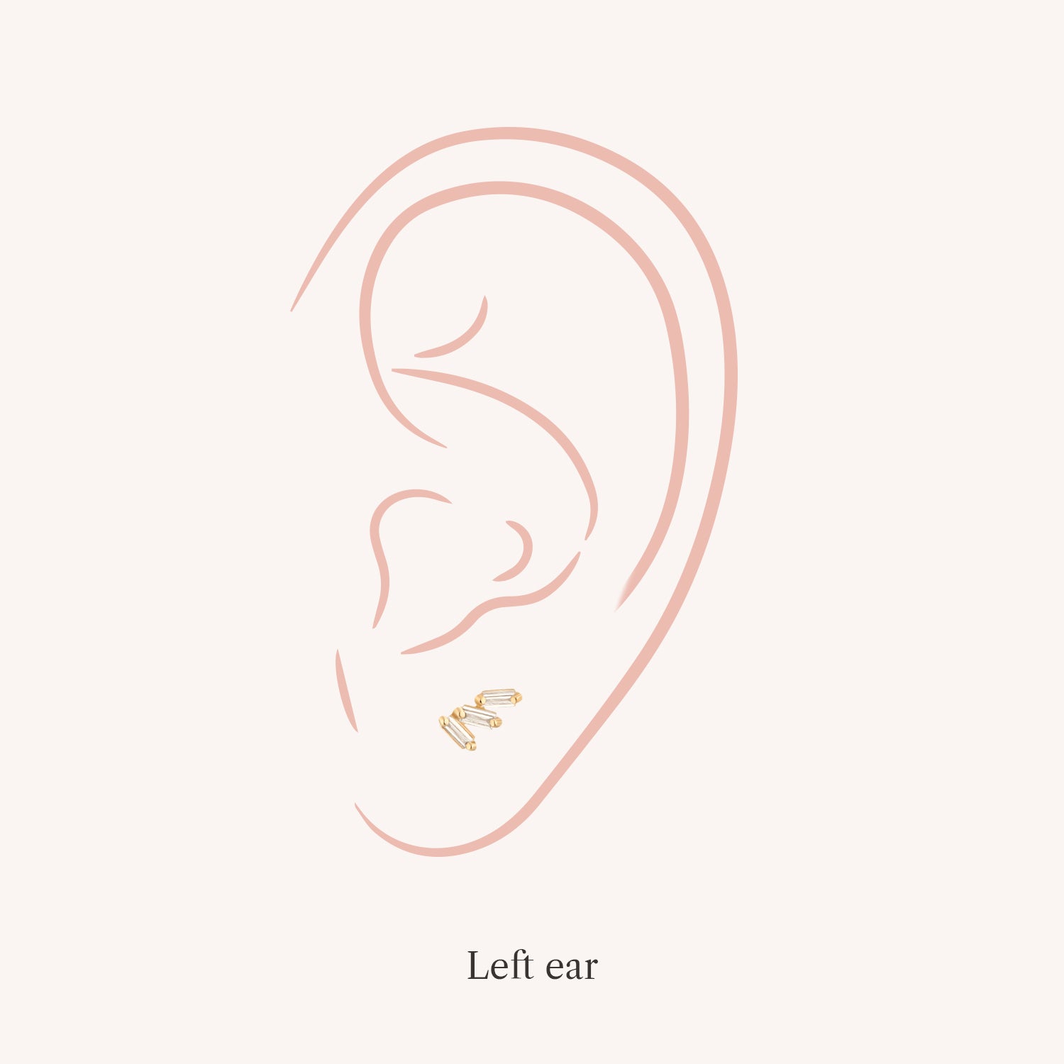 14K Massivt Guld Trippel Diamant Gängad Labret Örhänge