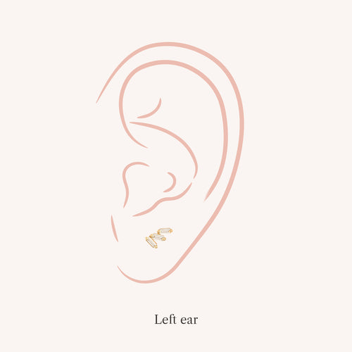 14K Massivt Guld Trippel Diamant Gängad Labret Örhänge