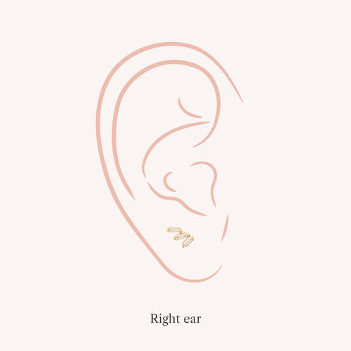 14K Massivt Guld Trippel Diamant Gängad Labret Örhänge