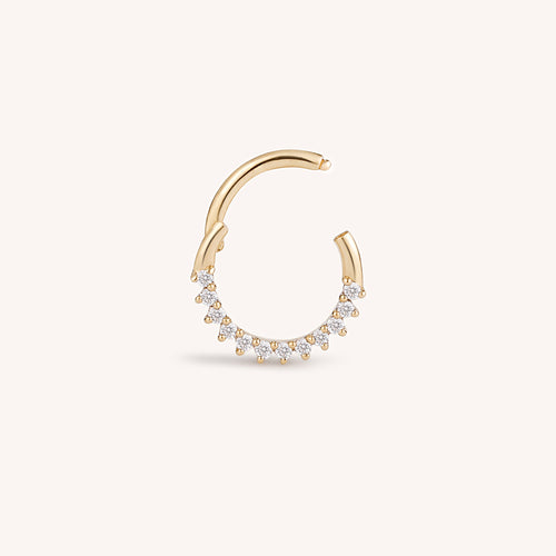 14K Solid Gold Diamond Eternity Hoop Clicker