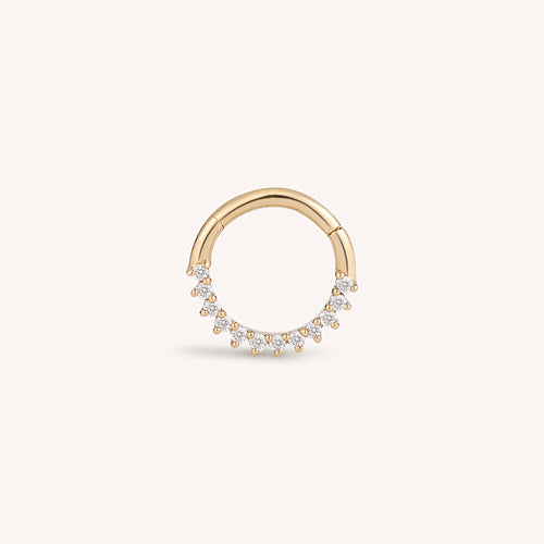 14K Solid Gold Diamond Eternity Hoop Clicker