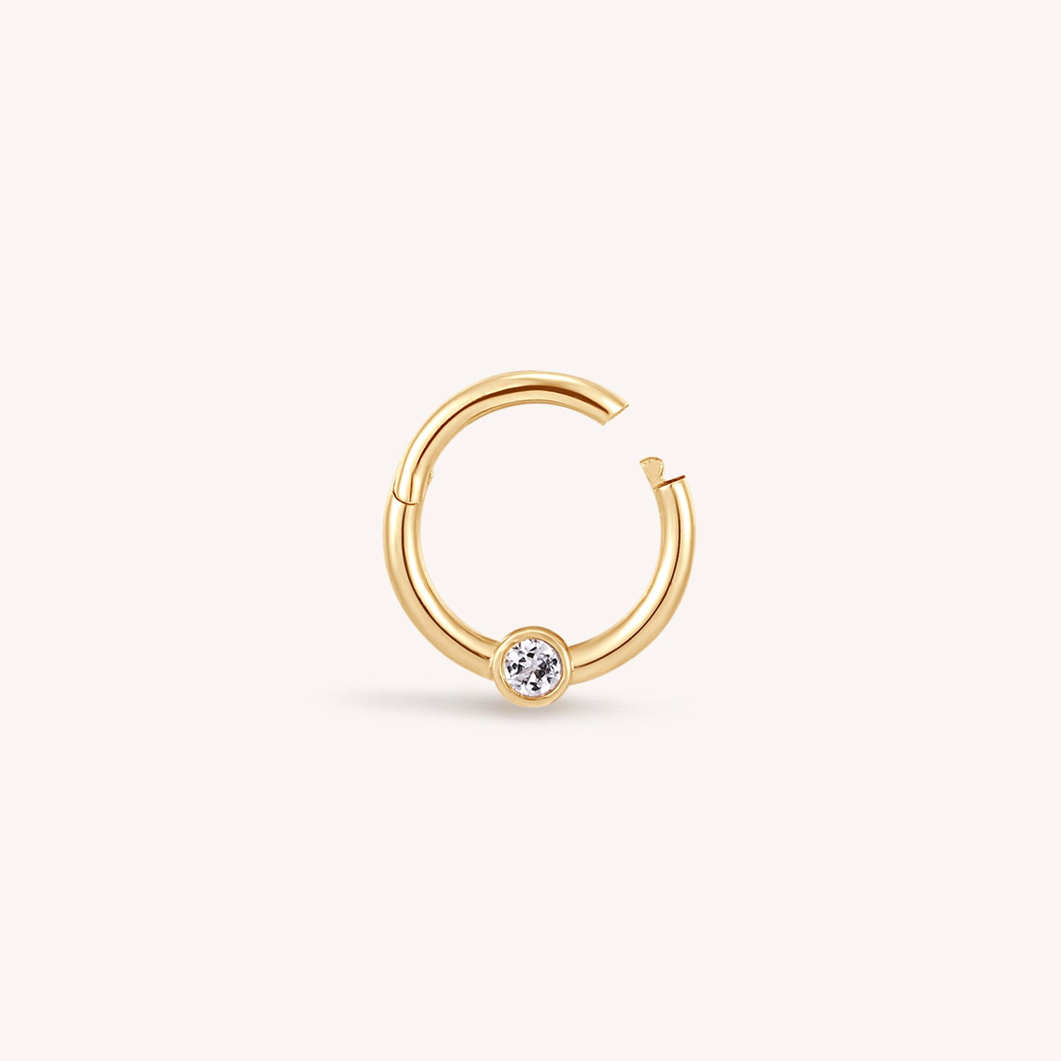 14K Solid Gold Topaz Hoop Clicker