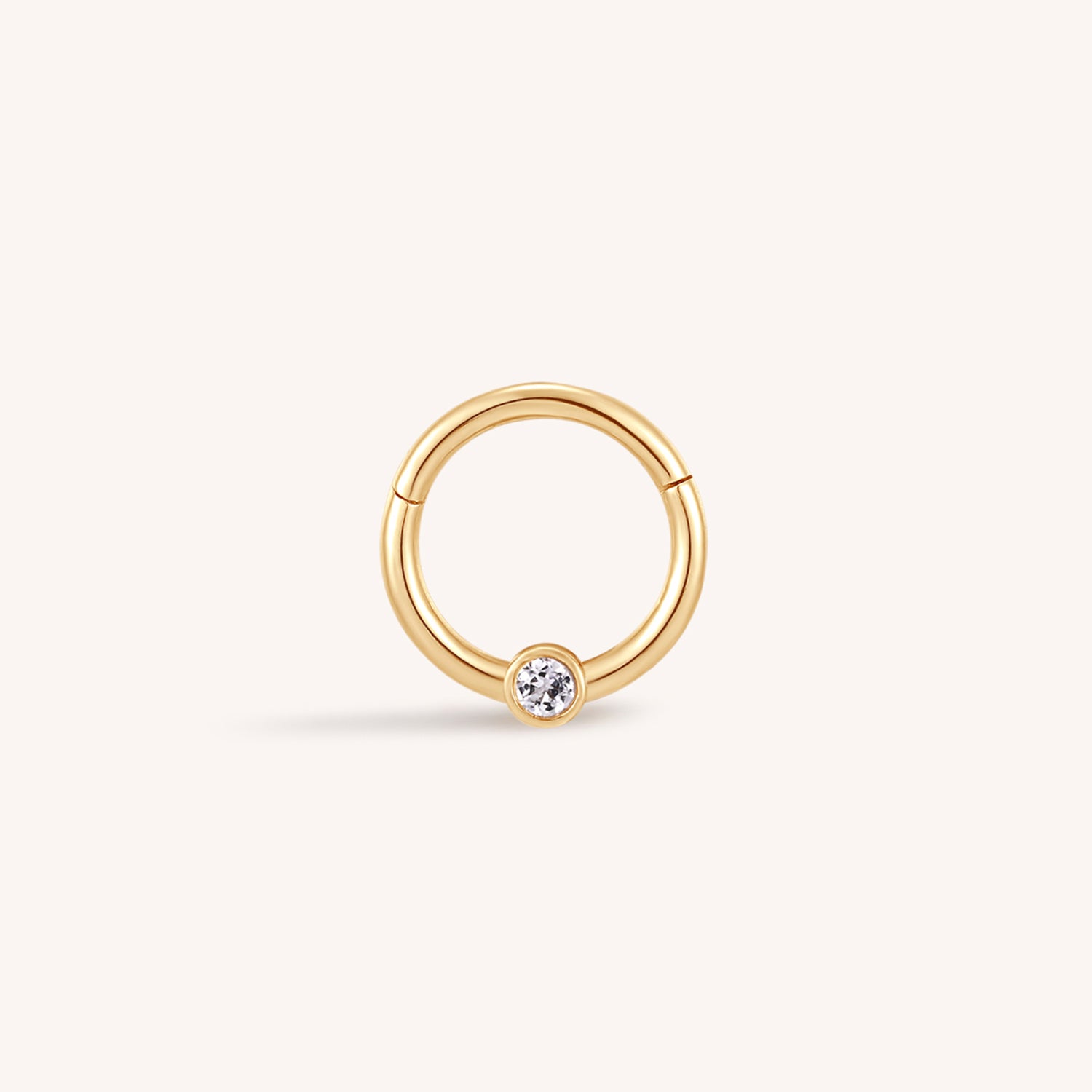 14K Solid Gold Topaz Hoop Clicker