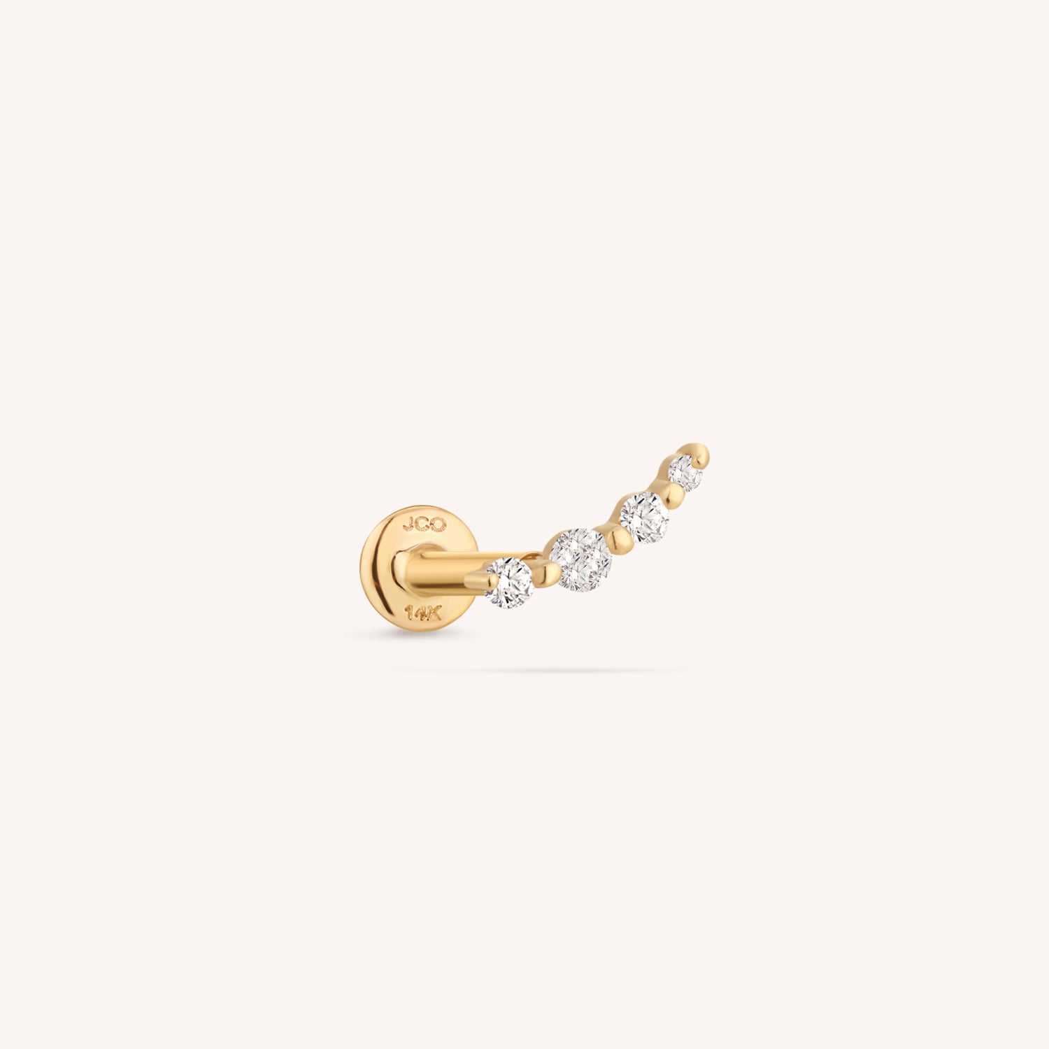 Open Curve 3 Diamond Threaded Flat Back Earring | .3GMS .07CT | Single