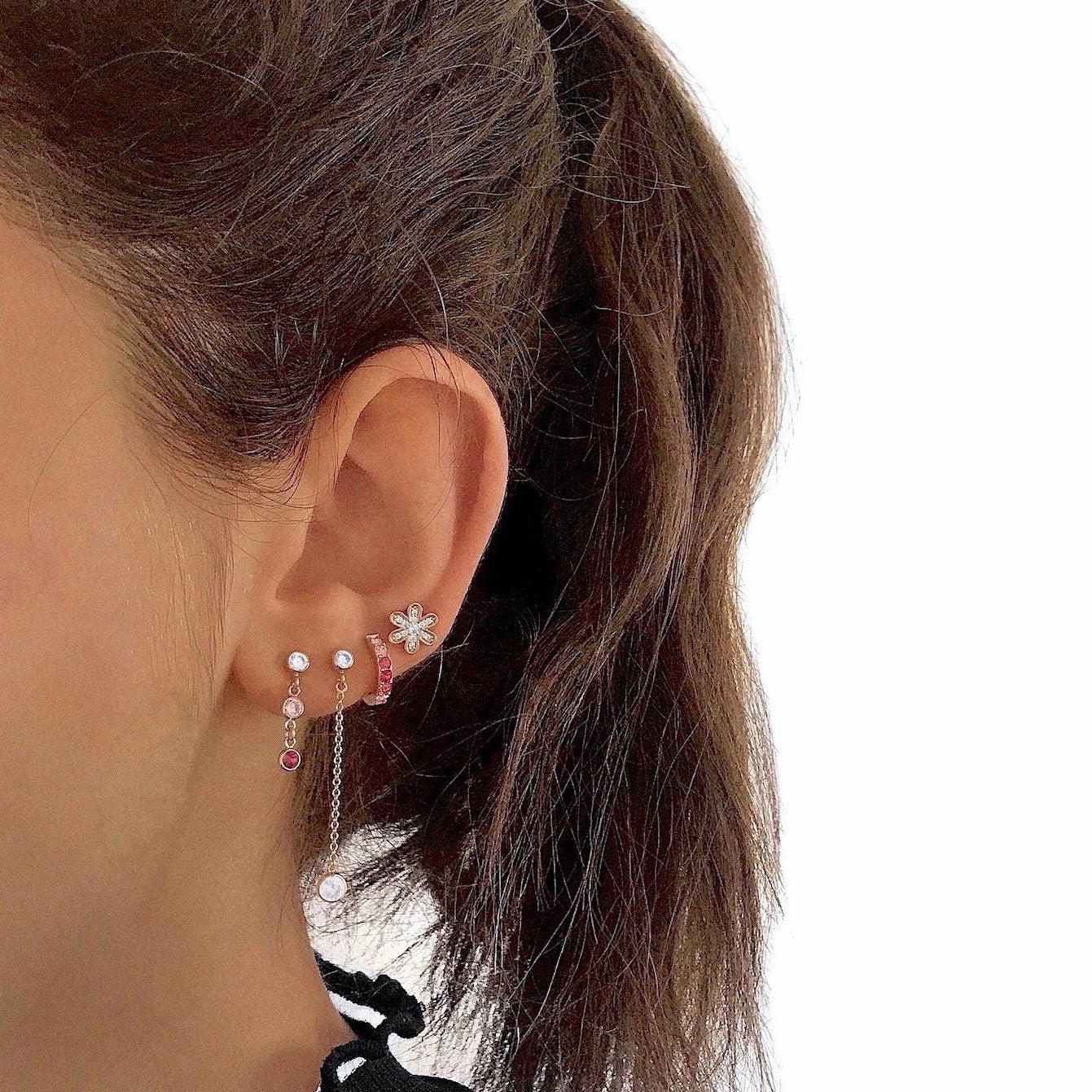 Różowe kolczyki koła ombre