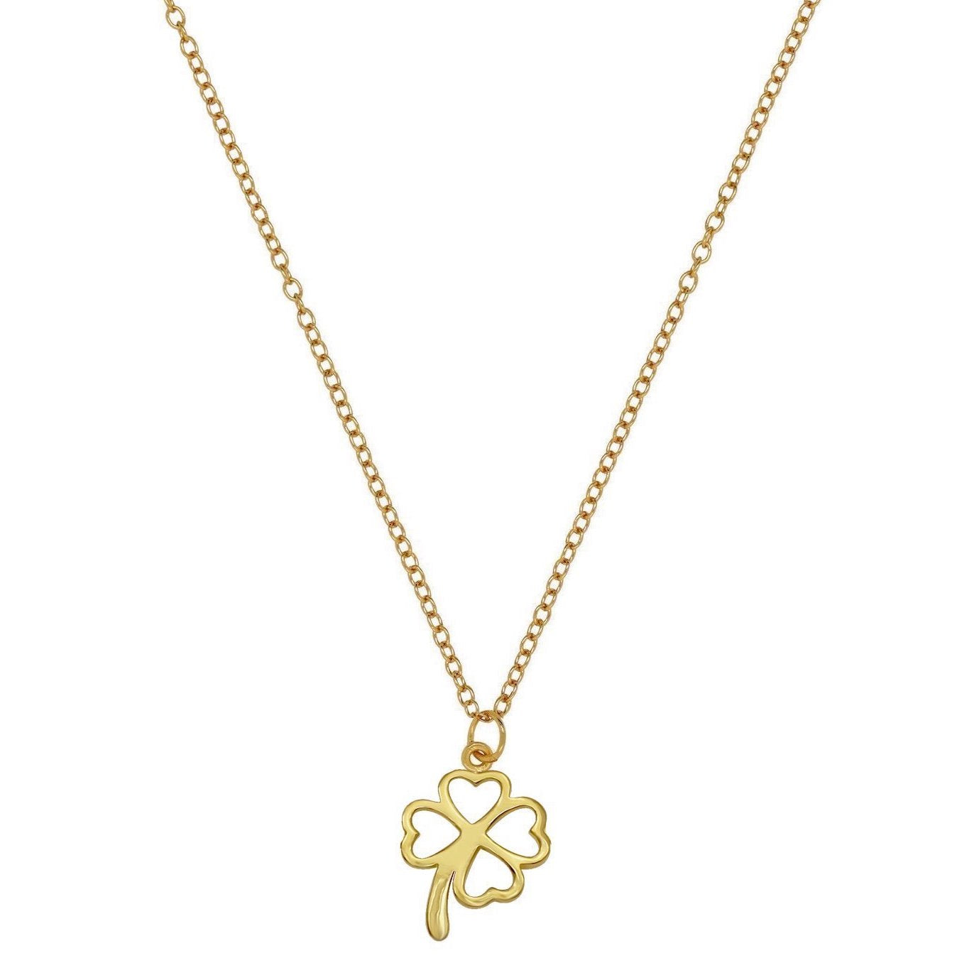 18K Yellow Gold Four Heart Clover Mini Medallion with Diamond