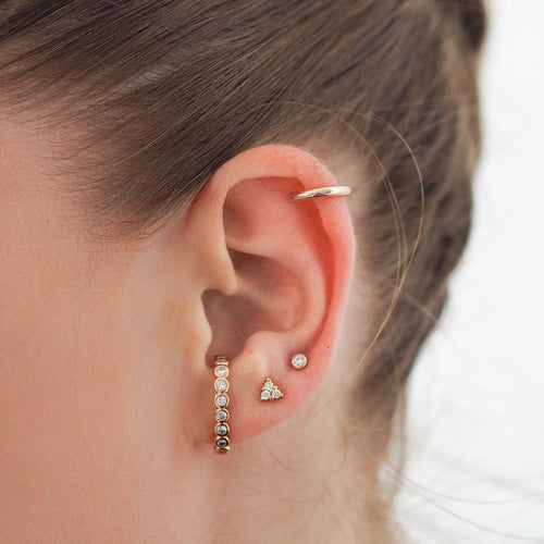 Bezel Suspender Stud Earrings