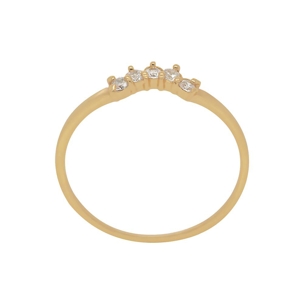 Minimal Chevron Pave Ring Guld