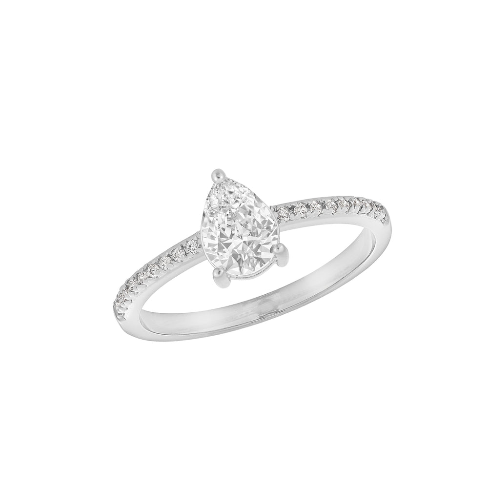 Teardrop Pave Ring Silver – J&CO Jewellery