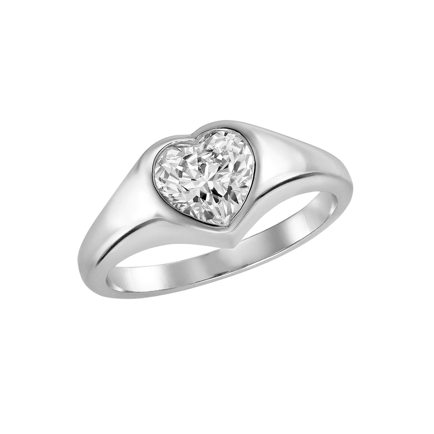 Sterling Silver 3-Stone Heart CZ Wedding Engagement Promise Ring #R1632-01  – BERRICLE