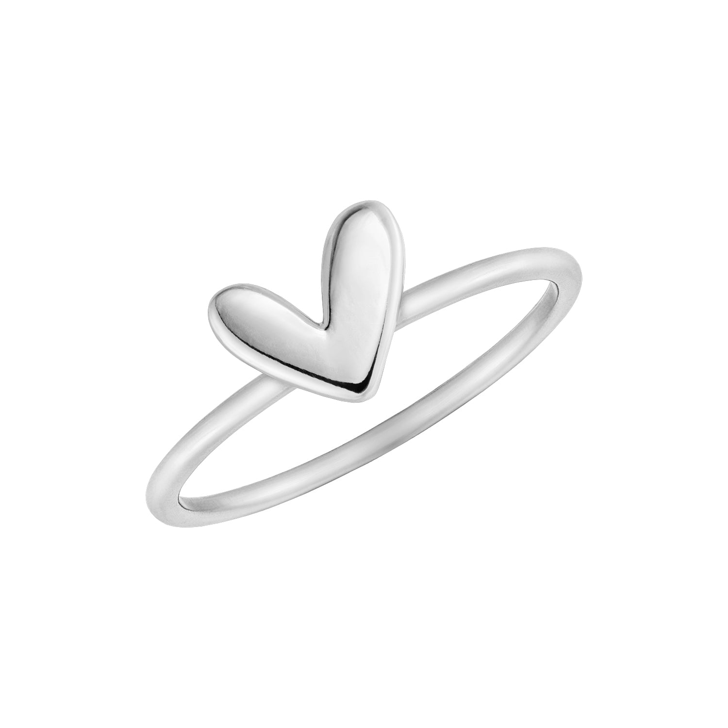 Sparkling CZ Open Heart Ring Adjustable Silver Ring - Eleganzia Jewelry