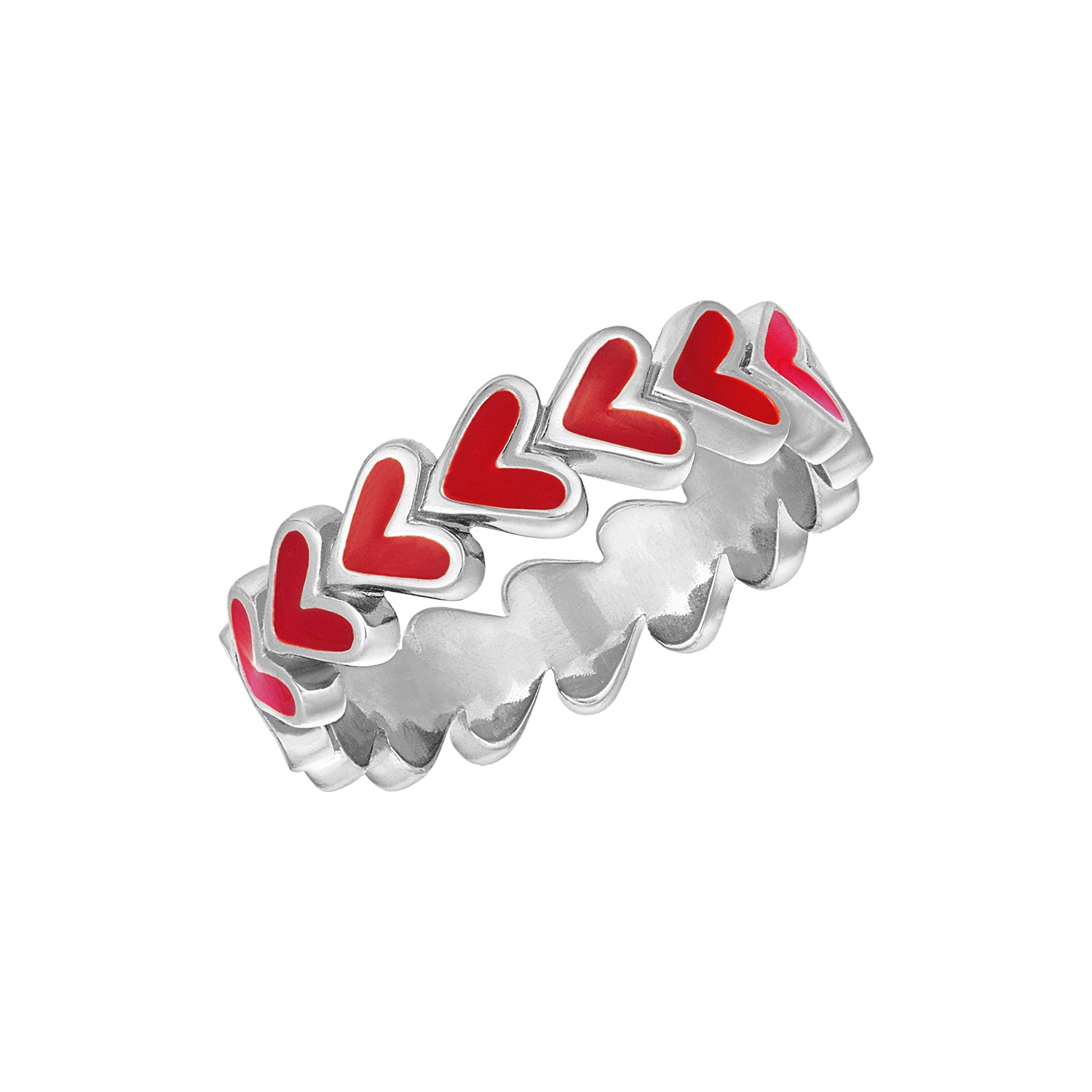 Ruby Heart Band Silver Ring – J&CO Jewellery
