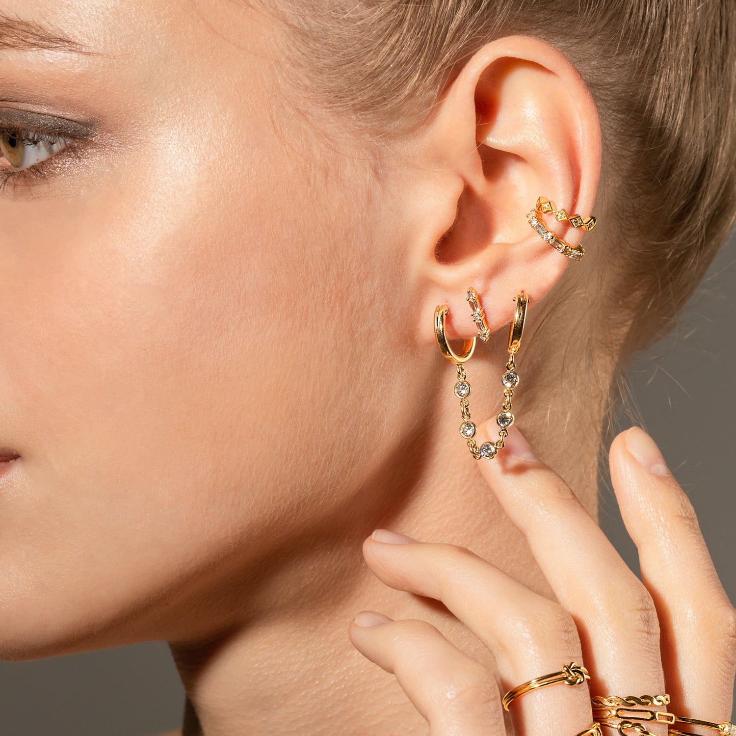 Cluster Baguette Stud Earrings
