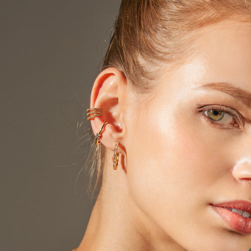 Cluster Baguette Hoop Earrings