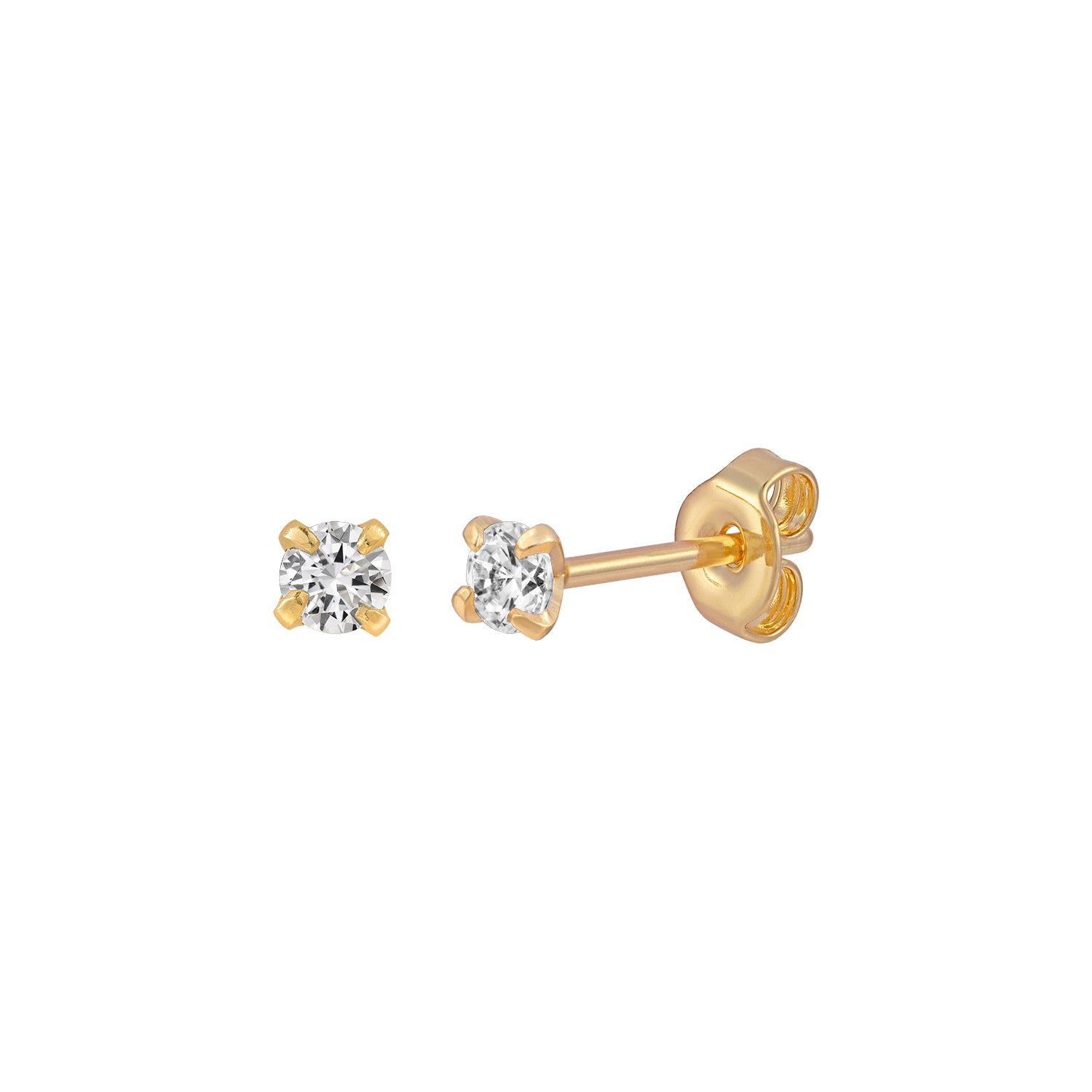 J&CO Jewellery Sparkly Petit Stud Earrings 3mm Gold