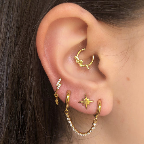 Pave Lightning Chain Stud Earrings