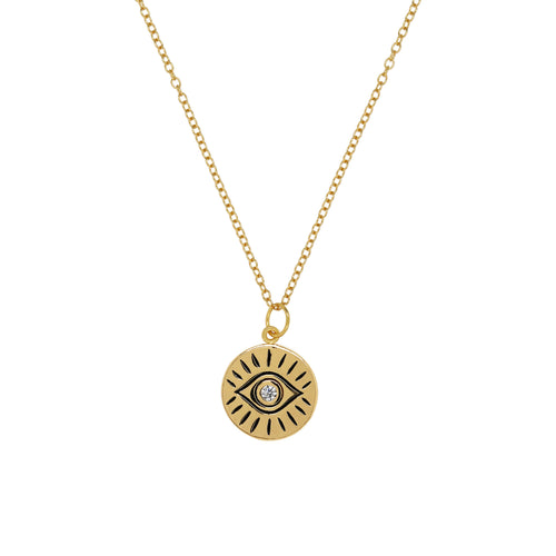 Evil Eye Disc Necklace J&CO Jewellery