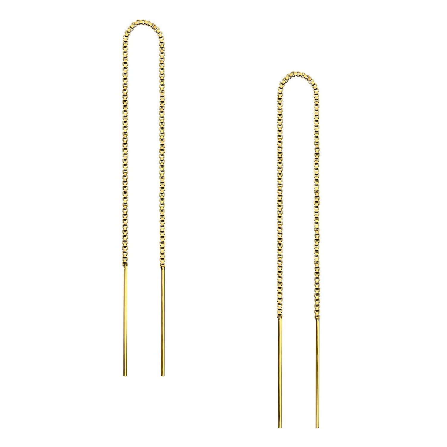 J&CO Jewellery Box Chain Threader Earrings Gold