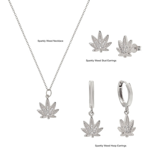 Sparkly Sweet Leaf Hoop Earrings