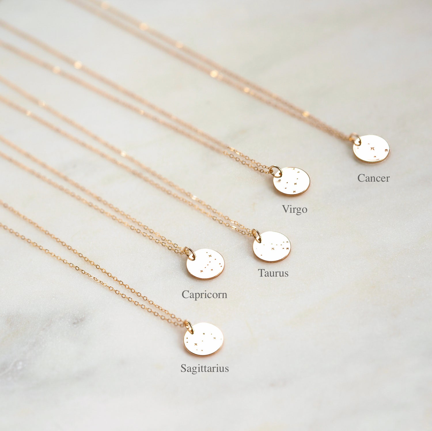 Personalized Zodiac Initial Necklace Gold