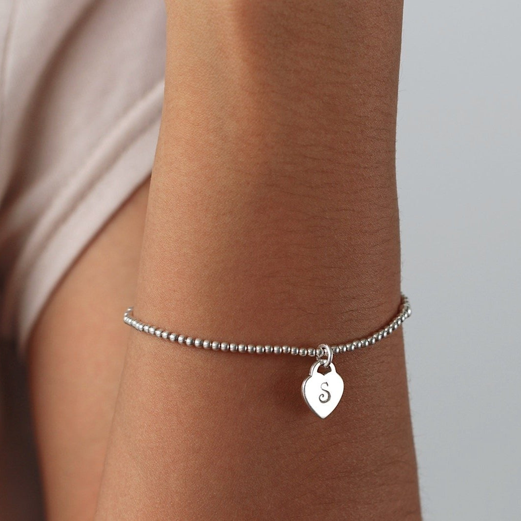 Personalized Heart Beaded Bracelet