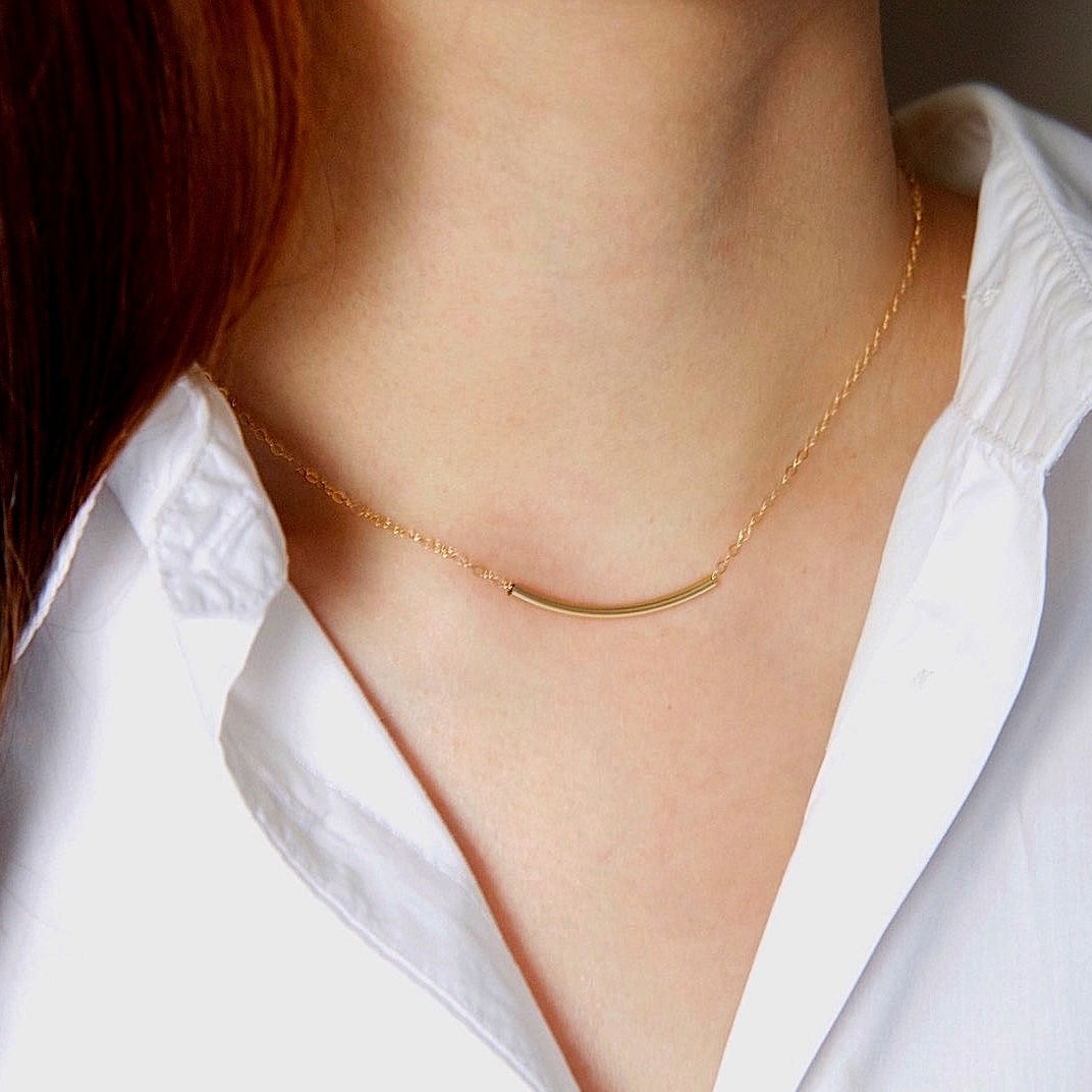Thin shop bar necklace