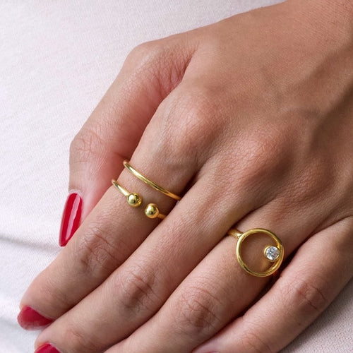 Double Band Ball Ring Gold J CO Jewellery