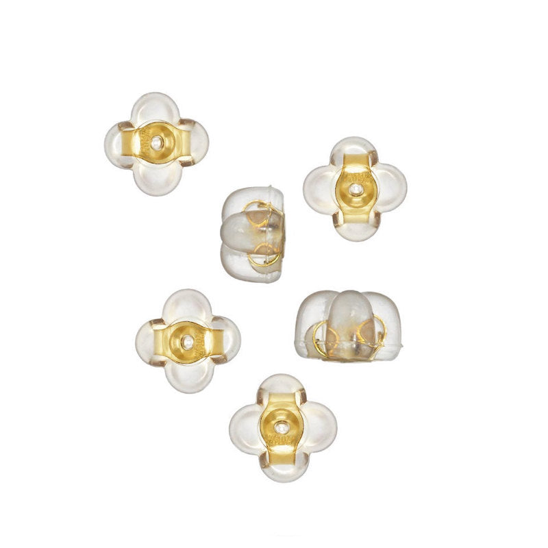 14k Yellow Gold and Silicone Earring Back Replacement Secure and