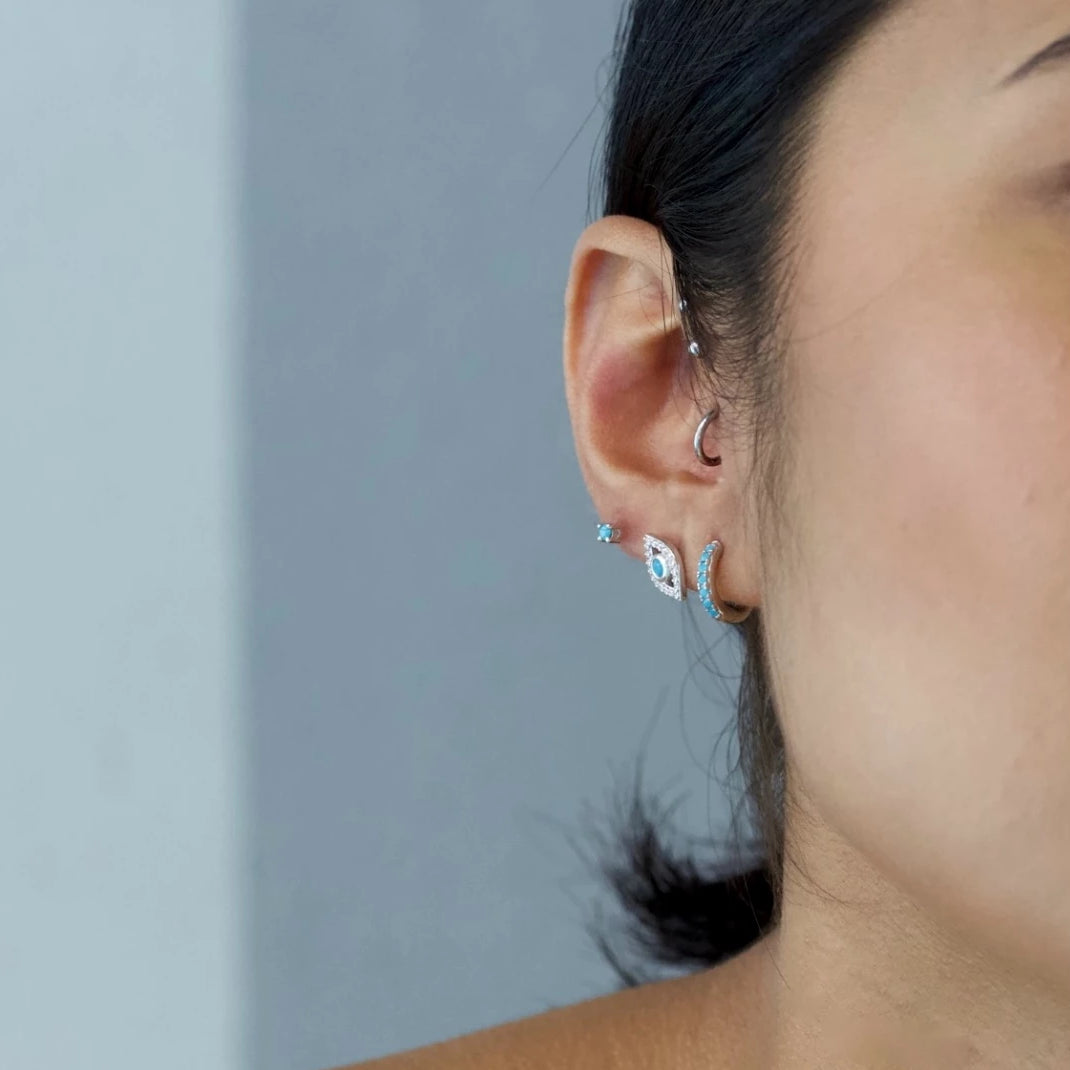 Evil Eye Turquoise Stud Earrings