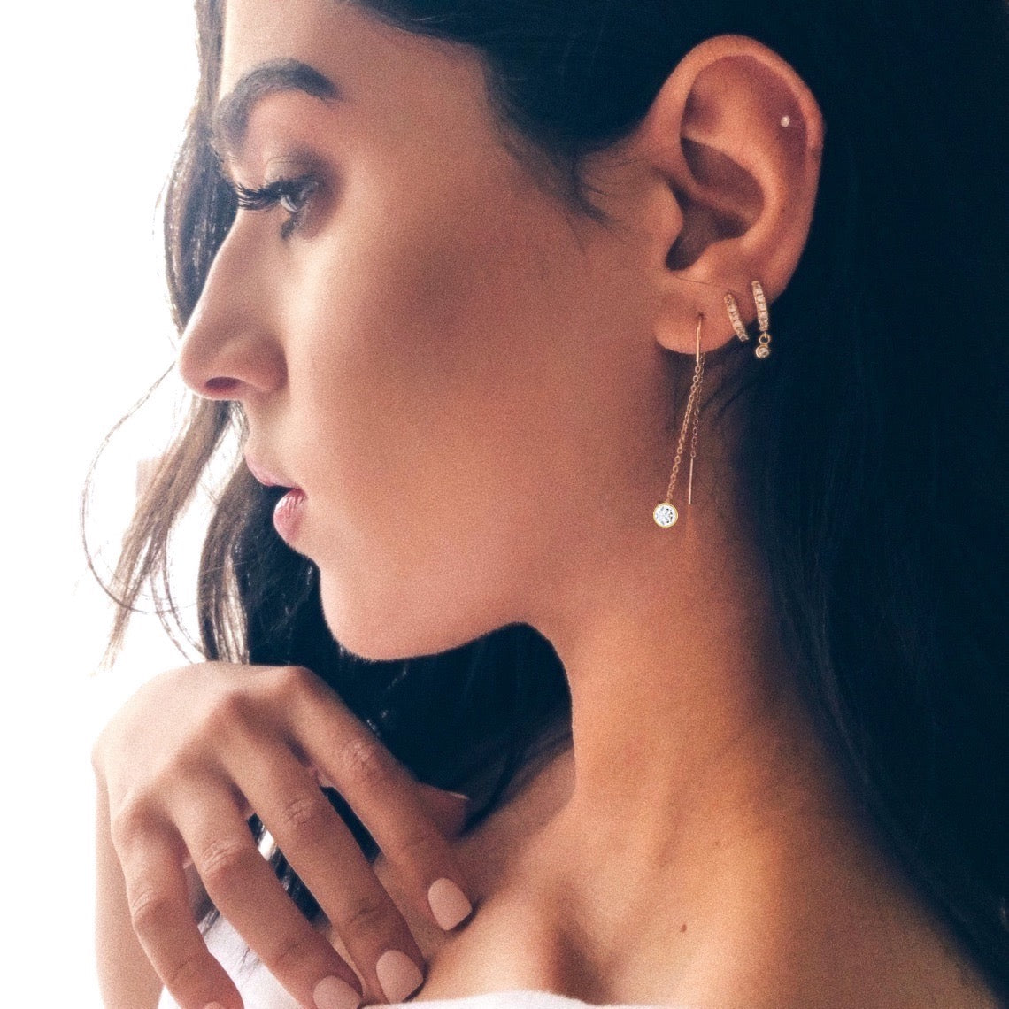 Stunning Bezel Ear Threader