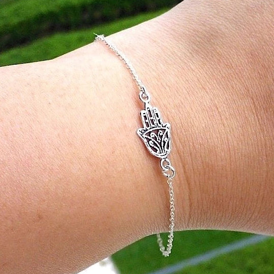 Silver hamsa bracelet hotsell
