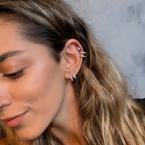 Double Pave Huggie Earrings