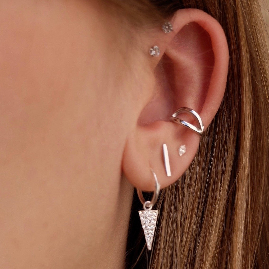 Sparkly Triangle Hoop Earrings