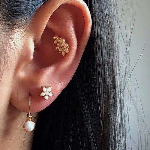 Opal Flower Stud Earrings J CO Jewellery