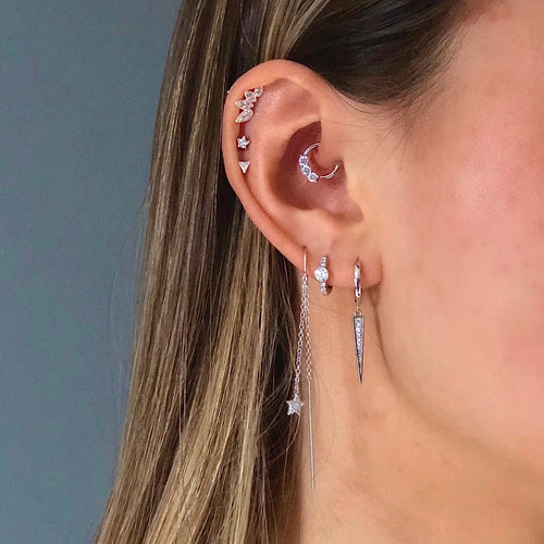 Pave Dagger Huggies Earrings