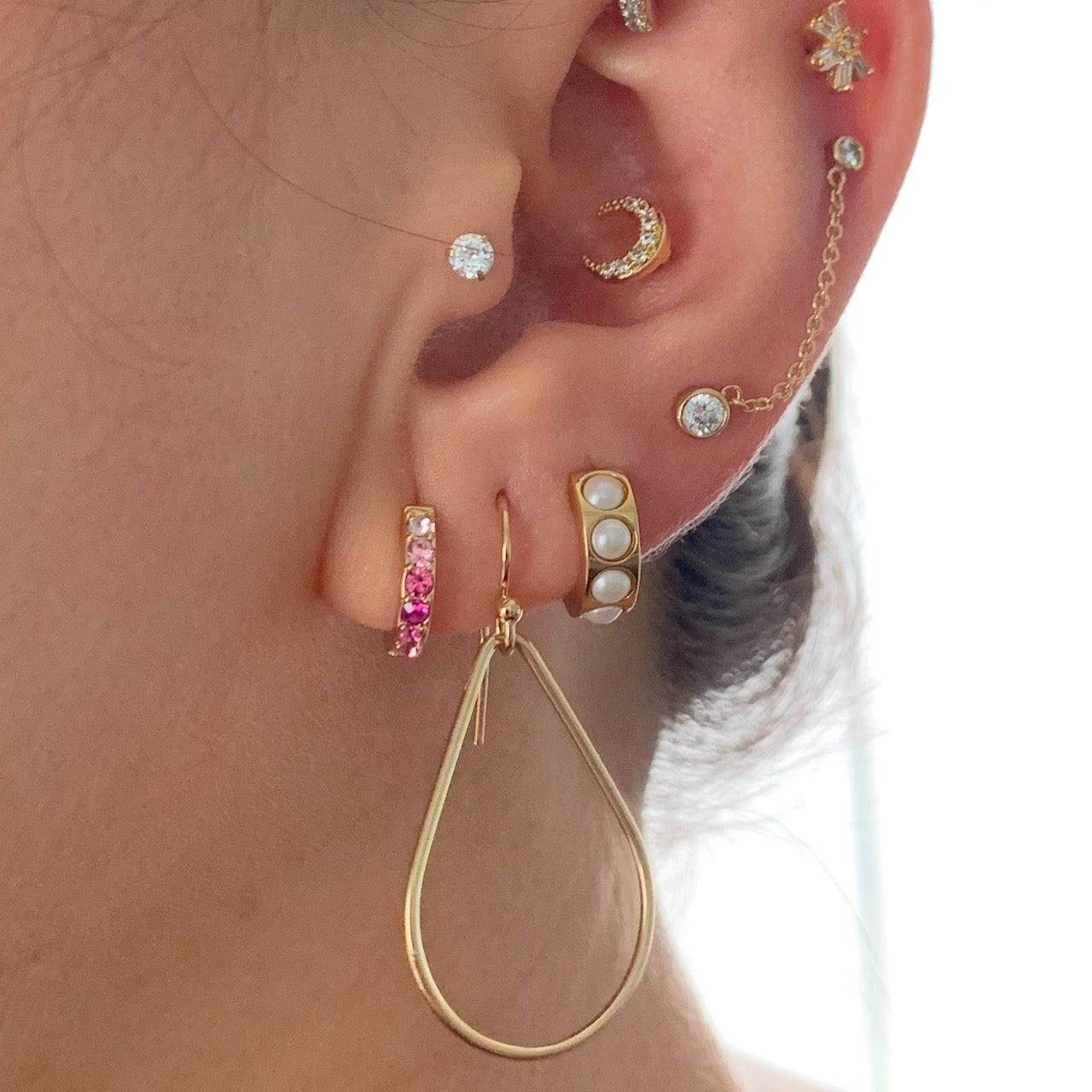 Różowe kolczyki koła ombre