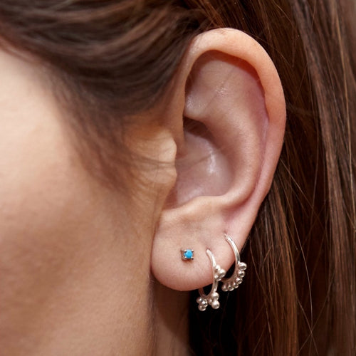 Buy Teejh Hrida Turquoise Stone Silver Oxidised Stud Earrings for Women  Online
