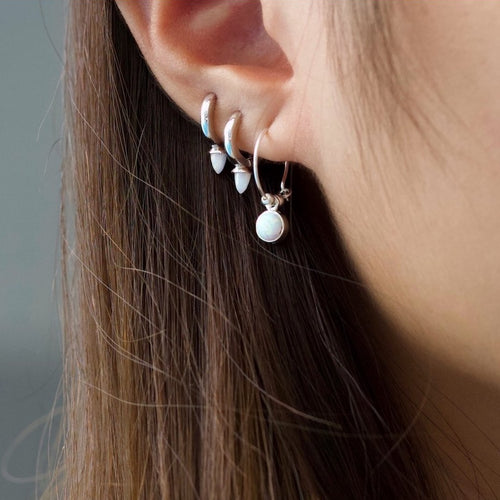 Opal Bullet Huggie Earrings