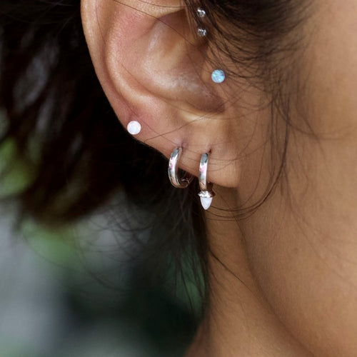Opal Bullet Huggie Earrings