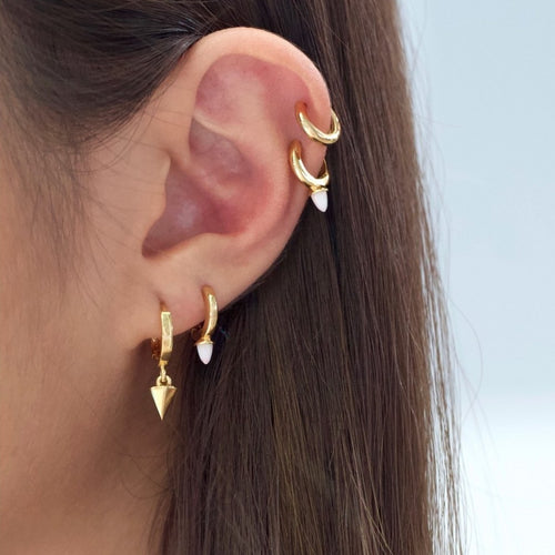 Opal Bullet Huggie Earrings