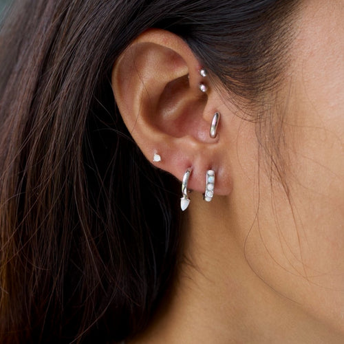 Opal Bullet Huggie Earrings