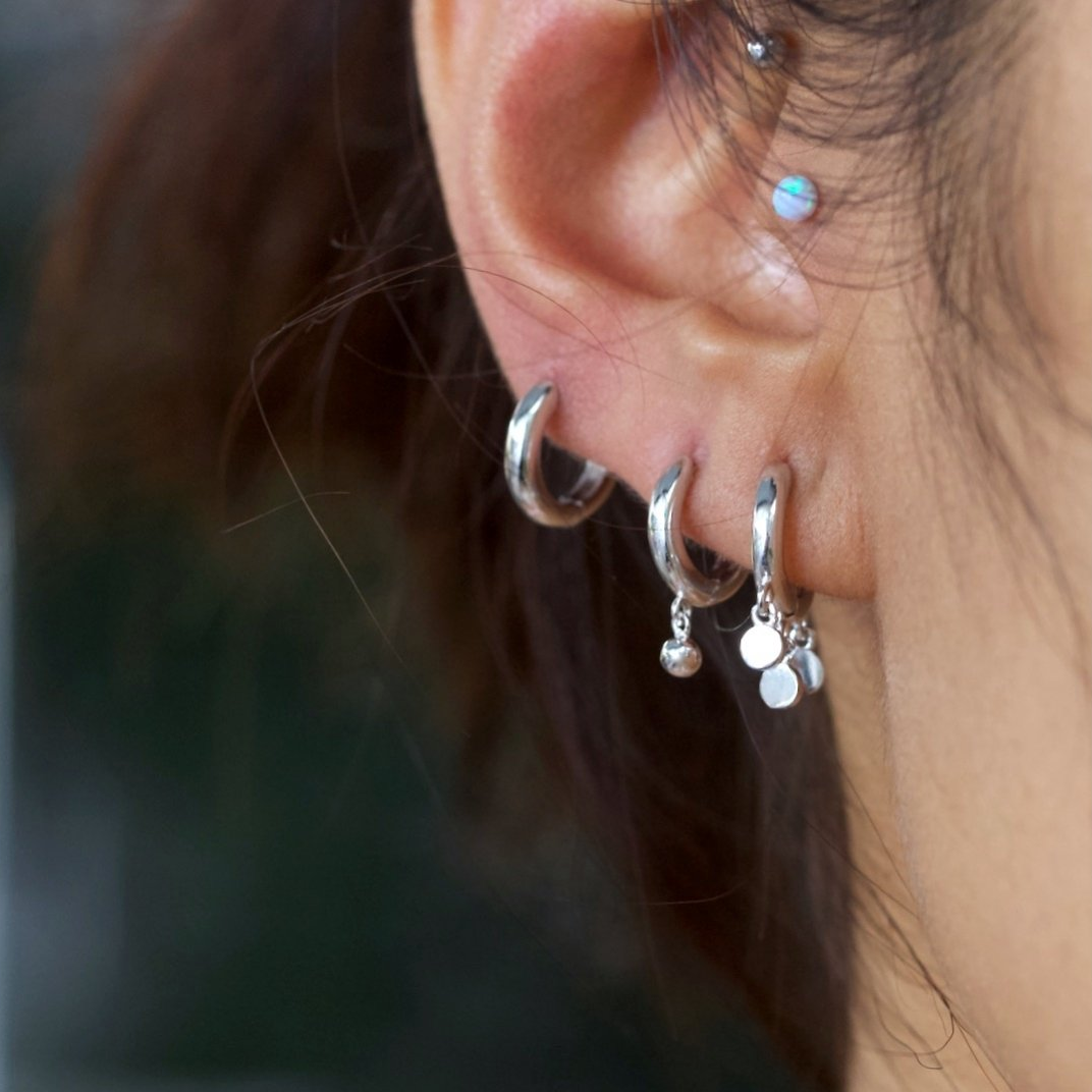 Shaker Disc Huggie Earrings