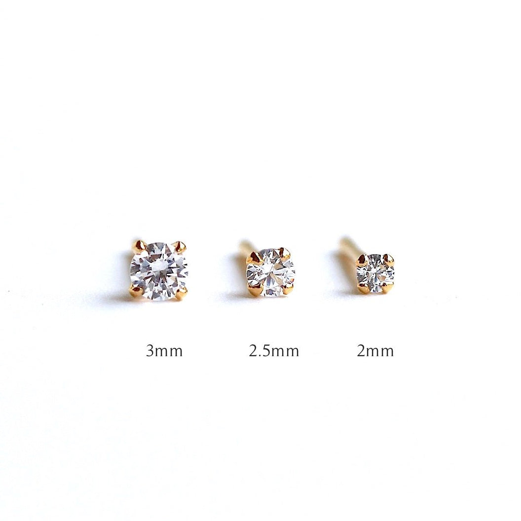 J&CO Jewellery Sparkly Tiny Stud Earrings 2.5mm Gold