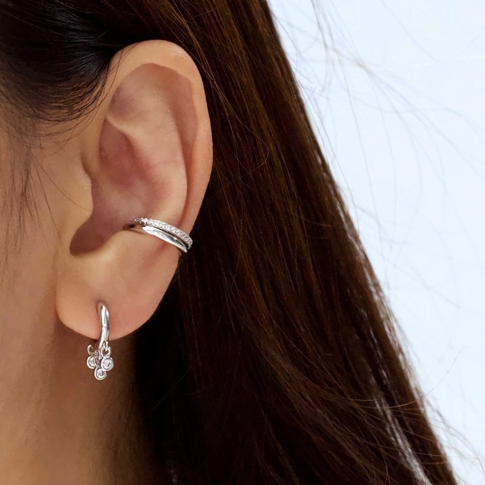 SINGLE SILVER PAVE EAR CUFF