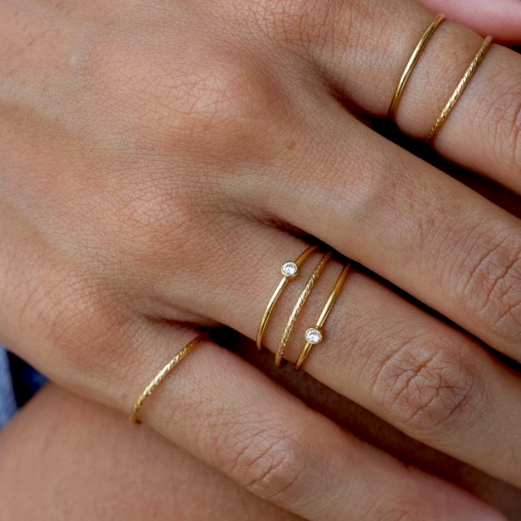 3 Finger Ring Slim Gold Gold Plated Brass / 6 - 7 - 8
