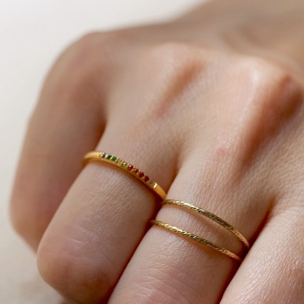 3 Finger Ring Slim Gold Gold Plated Brass / 6 - 7 - 8