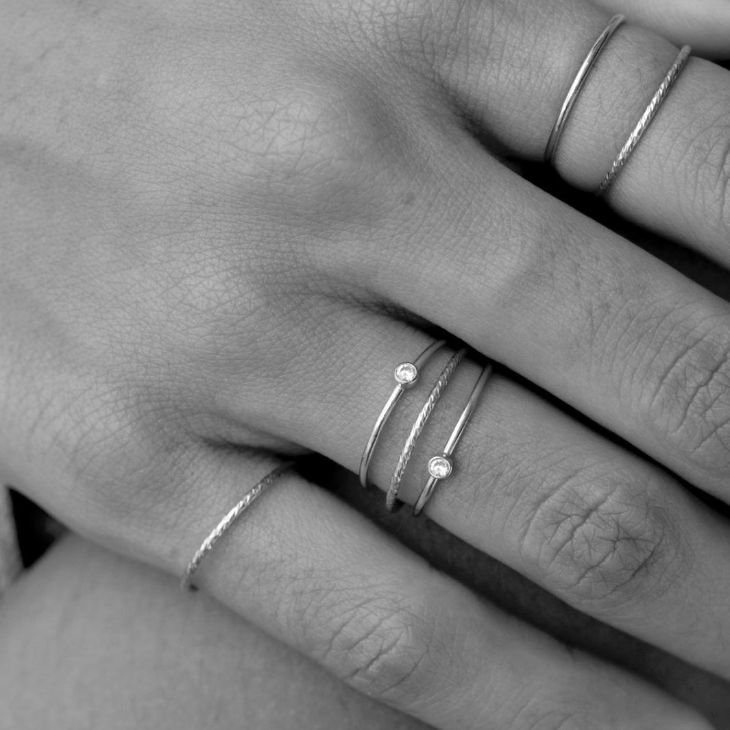 Sparkle Skinny Ring Sølv