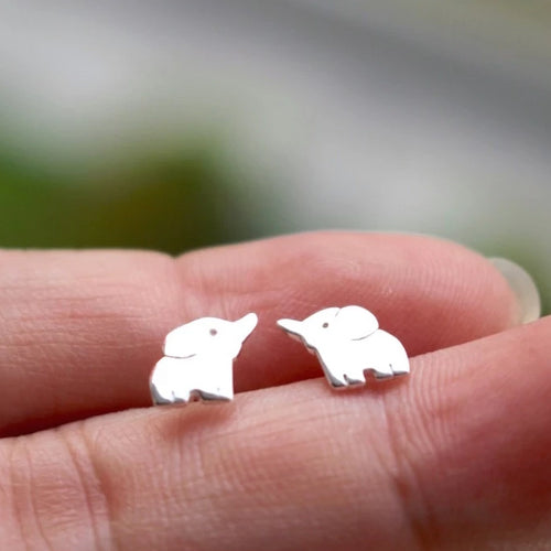 Trunk up Elephant Stud Earrings